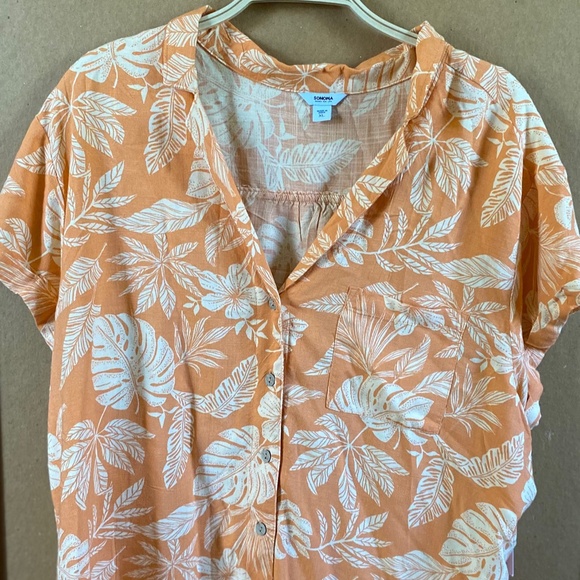 Sonoma Orange Leaf Print Shirt Size X Large - Picture 6 of 6